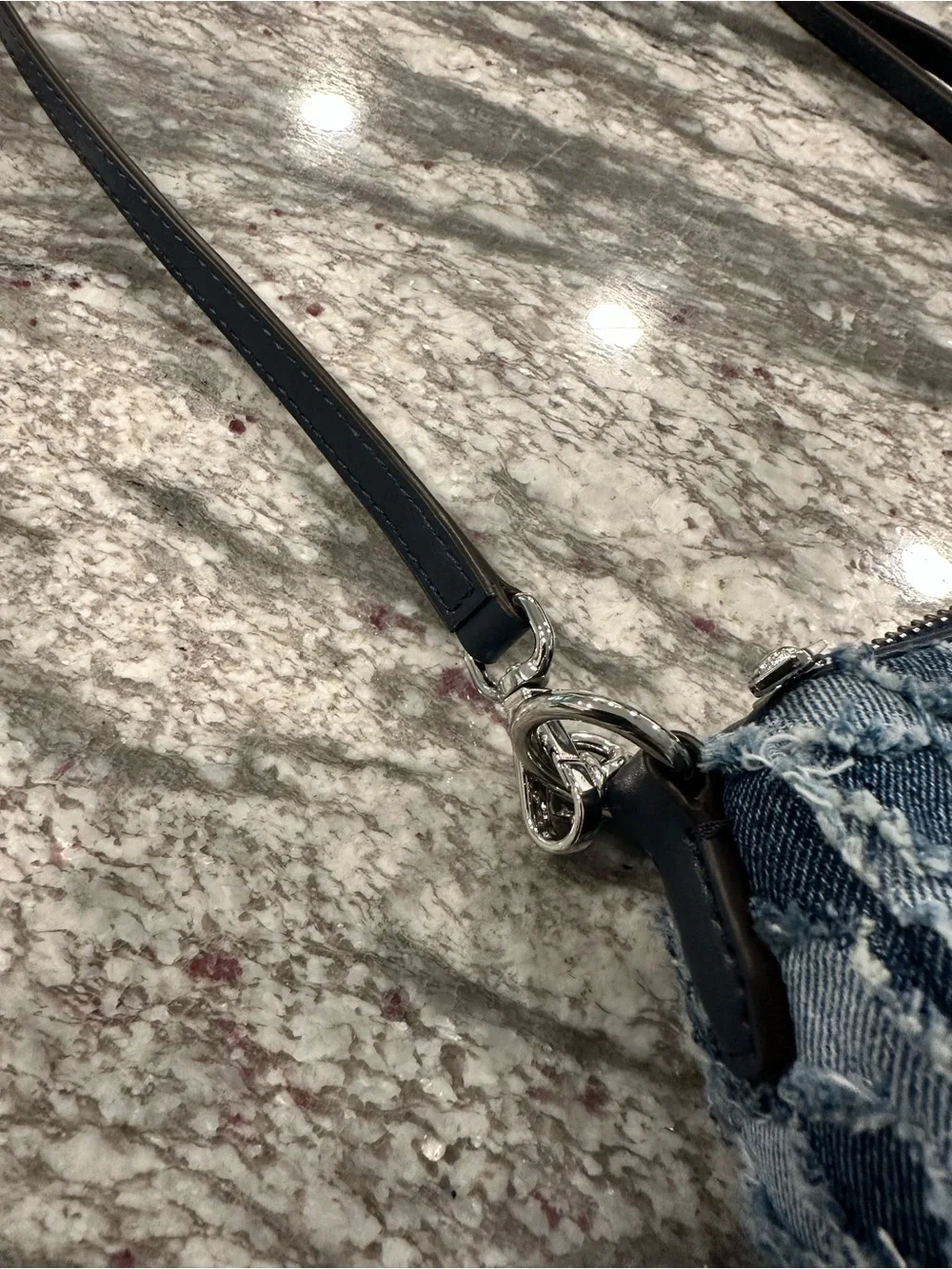 Michael Kors Blue Denim Houndstooth Chain-Trim Crossbody